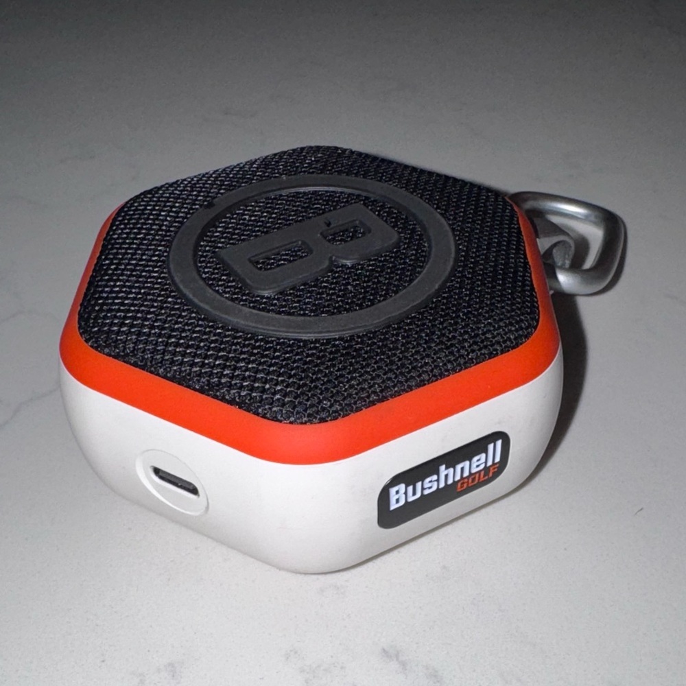 Bushnell Wingman Mini GPS Golf Bluetooth Speaker Magnetic Cart Mount OrangeWhite